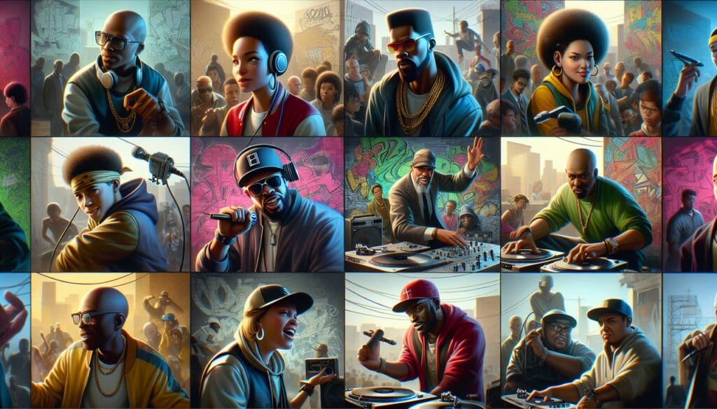 Rappeur H dans un collage dynamique avec d&eacute;tails.