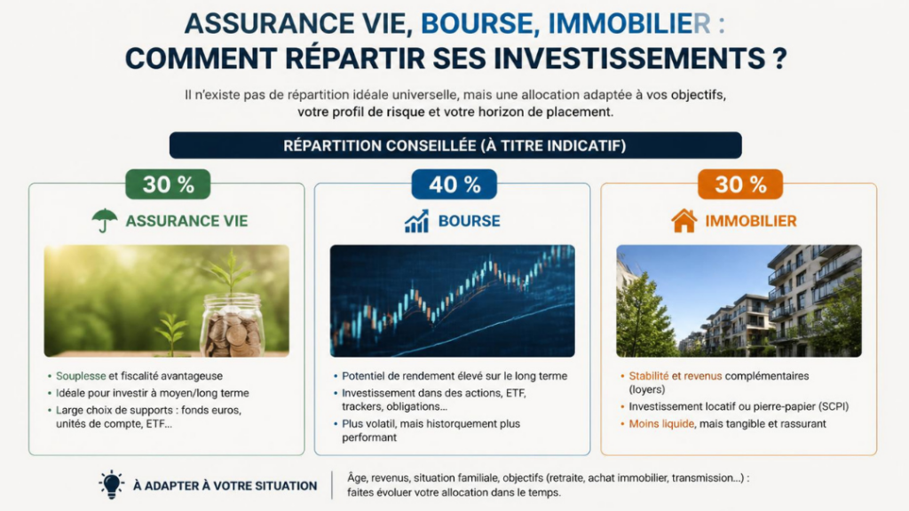 Assurance vie, bourse, immobilier : comment répartir ses investissements