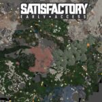 Carte du monde de Satisfactory affichant les biomes et les nœuds de ressources