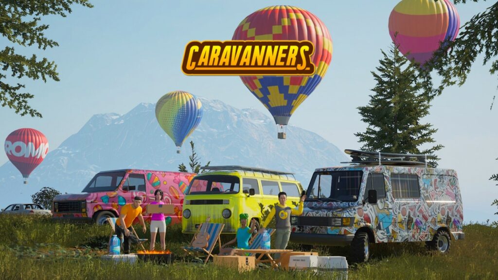 Caravane am&eacute;nag&eacute;e dans un campement de jeu vid&eacute;o de camping