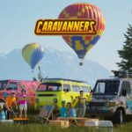 Caravane am&eacute;nag&eacute;e dans un campement de jeu vid&eacute;o de camping