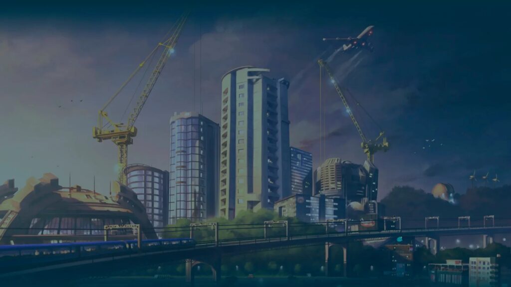 Vue aérienne d'une ville dense simulant l'urbanisme dans Cities Skylines 2.0