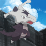 Ossatueur, Pokémon brun au crâne osseux, tenant son os comme une massue